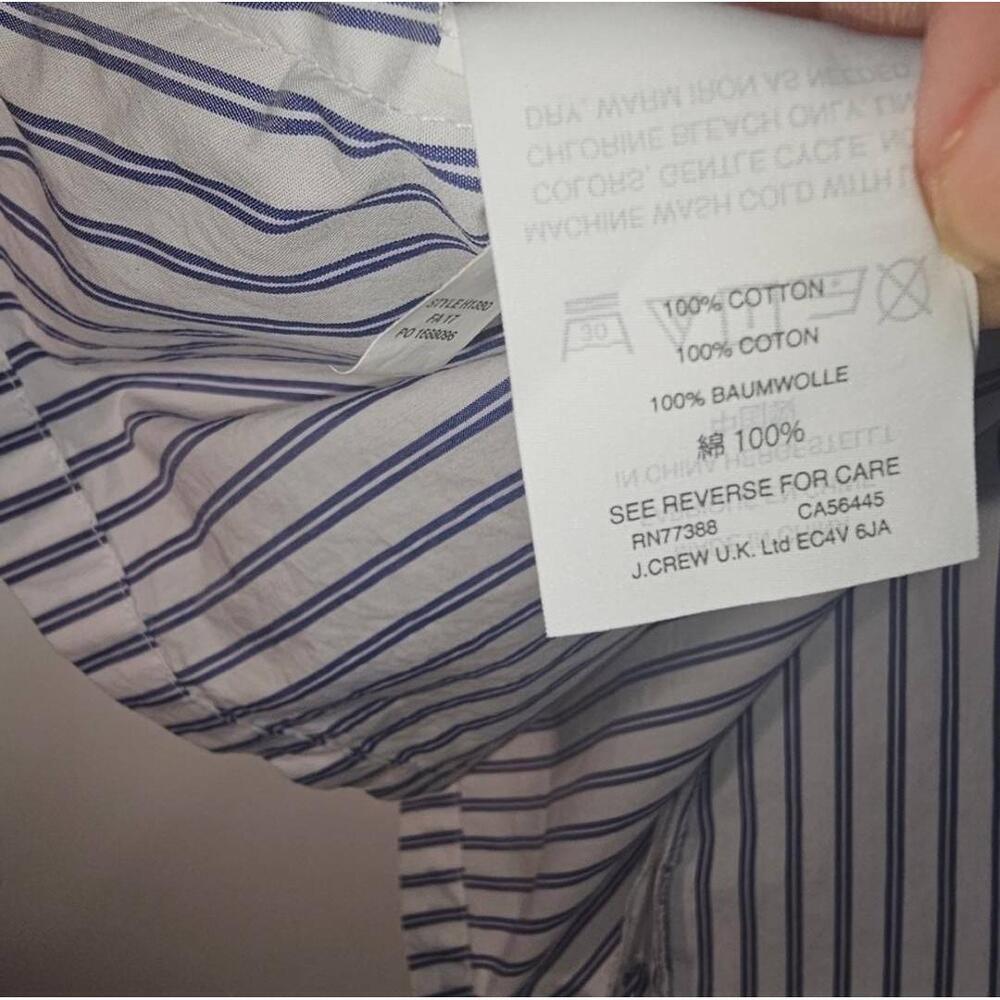 J.Crew Blue White Striped Ruffled One-Shoulder Top Size 12 - Picture 4 of 9